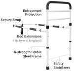 Vaunn Medical New Adjustable Bed Assist Rail Handle (Passed ASTM F3186–17 Safety Standard) and Hand Guard Grab Bar, Bedside Safety and Stability (Tool-Free Assembly)