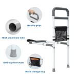 YrHeiper Bed Rails for Elderly Adults Safety - Adjustable Bed Assist Rail for Seniors Fall Prevention with Support Leg, Bedside Grab Bar Cane with Storage Pocket, Fits King, Queen, Full, Twin Bed