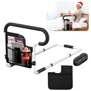 SEESMILE Bed Rails for Elderly Adults Safety, Adjustable Bed Assist Rail for Seniors, Bed Safety Rail with 2 Storage Bag and Fixing Strap, Fit King, Queen, Full, Twin, Supports 300 lbs