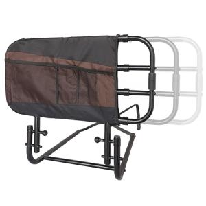 Stander EZ Adjust Bed Rail, Adjustable Senior Bedrail and Safety Assist Railing for Elderly Adults with Organizer Pouch, ASTM Safety Approved Guard-Rail, Black