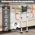 Zelvia Bed Rails for Elderly Adults Safety with Motion Light & Storage Pouch - Retractable & Foldable Bed Handrails Assist Bedrails for Seniors, Surgery Patients & Handicap-White&Orange