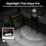 NIMOOD C5 Pro Bed Rails for Elderly Adults Safety - Foldable Bed Assist Rail with Adjustable Height, Bed Cane with Non-Slip Wider Handrail, Motion Sensor Light Fits King Queen Twin Beds