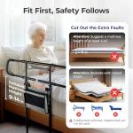 NIMOOD C5 Pro Bed Rails for Elderly Adults Safety - Foldable Bed Assist Rail with Adjustable Height, Bed Cane with Non-Slip Wider Handrail, Motion Sensor Light Fits King Queen Twin Beds