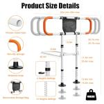 Zelvia Bed Rails for Elderly Adults Safety with Motion Light & Storage Pouch - Retractable & Foldable Bed Handrails Assist Bedrails for Seniors, Surgery Patients & Handicap-White&Orange