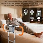 Zelvia Bed Rails for Elderly Adults Safety with Motion Light & Storage Pouch - Retractable & Foldable Bed Handrails Assist Bedrails for Seniors, Surgery Patients & Handicap-White&Orange