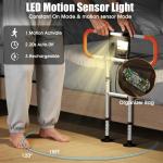 Zelvia Bed Rails for Elderly Adults Safety with Motion Light & Storage Pouch - Retractable & Foldable Bed Handrails Assist Bedrails for Seniors, Surgery Patients & Handicap-White&Orange