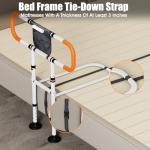 Zelvia Bed Rails for Elderly Adults Safety with Motion Light & Storage Pouch - Retractable & Foldable Bed Handrails Assist Bedrails for Seniors, Surgery Patients & Handicap-White&Orange