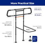 NIMOOD C5 Pro Bed Rails for Elderly Adults Safety - Foldable Bed Assist Rail with Adjustable Height, Bed Cane with Non-Slip Wider Handrail, Motion Sensor Light Fits King Queen Twin Beds