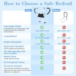 easymake Bed Rails for Elderly Adults Safety: Adjustable Bedside Assist Rails with Storage Pockets, Non-Slip Handles, Motion Sensor Light, Items for Elderly Bed Rail, 400LB Gravity Capacity