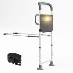 HOMEAL Bed Rails for Elderly Adults Safety, ASTM Approved Adjustable Bedside Assist Rail for Seniors with Sensor Light, Non-Slip Ergonomic Handle & Support Bar, 350lb Tested, Fixing Strap (Grey)