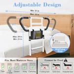 easymake Bed Rails for Elderly Adults Safety: Adjustable Bedside Assist Rails with Storage Pockets, Non-Slip Handles, Motion Sensor Light, Items for Elderly Bed Rail, 400LB Gravity Capacity