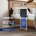 HOMEAL Bed Rails for Elderly Adults Safety, ASTM Approved Adjustable Bedside Assist Rail for Seniors with Sensor Light, Non-Slip Ergonomic Handle & Support Bar, 350lb Tested, Fixing Strap (Grey)