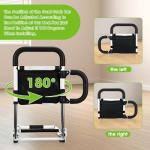 Ojiud Foldable Bed Rails for Elderly Adults Safety with Three Storage Pockets, Adjustable Bed Assist Rails for Seniors,Portable & Sturdy Grab Bar Bed Cane for King/Queen/Full/Twin (L)