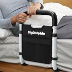 BigDolphin Bed Rails for Elderly Adults 2026 Upgrade - ASTM Compliant, Adjustable Bed Cane with Non-Slip Ergonomic Handle & Storage Pocket, Bed Railings for Seniors Hold up to 350 LBS, Tool-Free