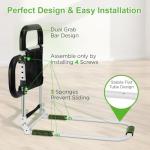 Ojiud Foldable Bed Rails for Elderly Adults Safety with Three Storage Pockets, Adjustable Bed Assist Rails for Seniors,Portable & Sturdy Grab Bar Bed Cane for King/Queen/Full/Twin (L)