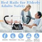 easymake Bed Rails for Elderly Adults Safety: Adjustable Bedside Assist Rails with Storage Pockets, Non-Slip Handles, Motion Sensor Light, Items for Elderly Bed Rail, 400LB Gravity Capacity