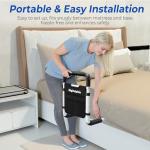 BigDolphin Bed Rails for Elderly Adults 2026 Upgrade - ASTM Compliant, Adjustable Bed Cane with Non-Slip Ergonomic Handle & Storage Pocket, Bed Railings for Seniors Hold up to 350 LBS, Tool-Free