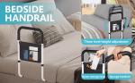 Hopelight Adjustable Bed Rail Support Handle with Storage Pouch, White and Black, Height Assist Safety Guard, Adjustable Bed Assist Rails for Seniors & Patients - Fits All Beds, Tool-Free Assembly