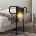 Eakertte Bed Rails for Elderly Adults Safety - Adjustable Bed Side Rails with Support Leg, Bed Cane with Storage Bag and Motion Sensor Light, Fits Queen, King, Twin, Full, Supports up to 400lbs