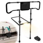 AMOVO Bed Rails for Elderly Adults Safety - Foldable Bed Assist Rails for Seniors Bed Side Grab Bar with Sensor Light, Adjustable Bedside Railing Safety Guard Rail Cane (ASTM F3186–17 Certified)