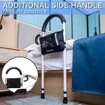 Bed Rails for Elderly Adults Safety: Side Assist Grab Bar Handrails for Seniors with Dual Handle Rails & Storage Bag - Adjustable Bed Cane Portable Bedside Railing - Fits Twin Full Queen King White