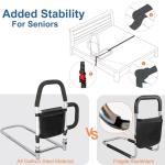 HEPO Bed Rails for Elderly Adults Safety with Storage Pocket, Assist Rail with Dual Grab Bars for Easily Getting in & Out of Bed, Bed Rail Fits King, Queen, Full, Twin Bed