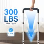 Josmimic Bed Rails for Elderly Adults Safety - Height Adjustable Bedrail with Storage Pocket and Non-Slip Handle Bar for Getting in&Out of Bed, Hold up to 300LBs - Fits Twin Full Queen King,Black