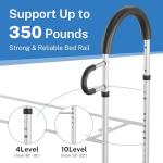 Bed Rails for Elderly Adults Safety: Side Assist Grab Bar Handrails for Seniors with Dual Handle Rails & Storage Bag - Adjustable Bed Cane Portable Bedside Railing - Fits Twin Full Queen King White