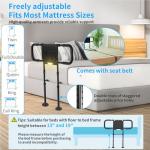 Eakertte Bed Rails for Elderly Adults Safety - Adjustable Bed Side Rails with Support Leg, Bed Cane with Storage Bag and Motion Sensor Light, Fits Queen, King, Twin, Full, Supports up to 400lbs