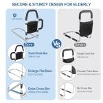 HEPO Bed Rails for Elderly Adults Safety with Storage Pocket, Assist Rail with Dual Grab Bars for Easily Getting in & Out of Bed, Bed Rail Fits King, Queen, Full, Twin Bed