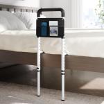 Josmimic Bed Rails for Elderly Adults Safety - Height Adjustable Bedrail with Storage Pocket and Non-Slip Handle Bar for Getting in&Out of Bed, Hold up to 300LBs - Fits Twin Full Queen King,Black