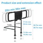 Eakertte Bed Rails for Elderly Adults Safety - Adjustable Bed Side Rails with Support Leg, Bed Cane with Storage Bag and Motion Sensor Light, Fits Queen, King, Twin, Full, Supports up to 400lbs