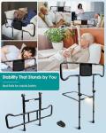 AMOVO Bed Rails for Elderly Adults Safety - Foldable Bed Assist Rails for Seniors Bed Side Grab Bar with Sensor Light, Adjustable Bedside Railing Safety Guard Rail Cane (ASTM F3186–17 Certified)