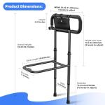 Fasjloctavty Foldable Bed Safety Rail for Elderly, Adjustable Height Bed Assist Handle with Extendable Armrest, Bedrails with Storage Pouch, Bed Rails for Queen King Single Beds (with Legs)