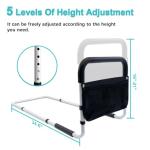 AOHHL Bed Rails for Elderly Adults Safety Adjustable Heights Storage Pocket Assist Support Side Railings for Seniors Citizens Slides Under Mattressbed Cane Bed Guard Bed Handles Bars(White)
