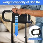 Fasjloctavty Foldable Bed Safety Rail for Elderly, Adjustable Height Bed Assist Handle with Extendable Armrest, Bedrails with Storage Pouch, Bed Rails for Queen King Single Beds (with Legs)