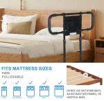 Bed Rails for Elderly Adults Safety - Elderly Assistance Products, Bedrails for Rlderly Adults Grab Bar Bed Handrails, Bed Rail with Pocket, Motion Sensor Light Fits King, Queen, Full, Twin (Black)