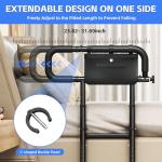 Fasjloctavty Foldable Bed Safety Rail for Elderly, Adjustable Height Bed Assist Handle with Extendable Armrest, Bedrails with Storage Pouch, Bed Rails for Queen King Single Beds (with Legs)