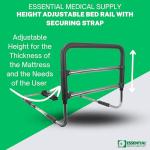 Essential Medical Supply Height Adjustable Hand Bed Rail with Attached Securing Strap for Greater Stability and Safety for Adults, Seniors and The Elderly - Designed for Any Width Mattress