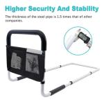 AOHHL Bed Rails for Elderly Adults Safety Adjustable Heights Storage Pocket Assist Support Side Railings for Seniors Citizens Slides Under Mattressbed Cane Bed Guard Bed Handles Bars(White)