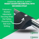Essential Medical Supply Height Adjustable Hand Bed Rail with Attached Securing Strap for Greater Stability and Safety for Adults, Seniors and The Elderly - Designed for Any Width Mattress