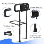 Fasjloctavty Foldable Bed Safety Rail for Elderly, Adjustable Height Bed Assist Handle with Extendable Armrest, Bedrails with Storage Pouch, Bed Rails for Queen King Single Beds (with Legs)