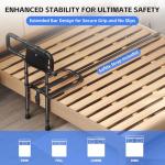 Fasjloctavty Foldable Bed Safety Rail for Elderly, Adjustable Height Bed Assist Handle with Extendable Armrest, Bedrails with Storage Pouch, Bed Rails for Queen King Single Beds (with Legs)