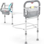 Foldable Bed Rails for Elderly Adults Safety - Heavy Duty Bed Rail for Seniors with Adjustable Height,Bed Side Rails with Motion Sensor Light and Storage Pocket,Fits King Queen Full Twin Beds,400LBS