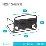 Stander 30inch Safety Bed Rail with Padded Pouch, Folding Guardrail for Adults, Seniors, and Elderly, Bedside Stand Assist Bar, Fits King, Queen, Full, and Twin Beds, ASTM Safety Approved Bedrail