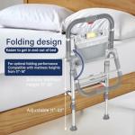 Foldable Bed Rails for Elderly Adults Safety - Heavy Duty Bed Rail for Seniors with Adjustable Height,Bed Side Rails with Motion Sensor Light and Storage Pocket,Fits King Queen Full Twin Beds,400LBS