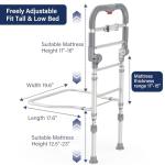 Foldable Bed Rails for Elderly Adults Safety - Heavy Duty Bed Rail for Seniors with Adjustable Height,Bed Side Rails with Motion Sensor Light and Storage Pocket,Fits King Queen Full Twin Beds,400LBS