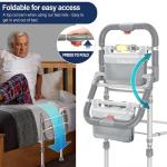 Foldable Bed Rails for Elderly Adults Safety - Heavy Duty Bed Rail for Seniors with Adjustable Height,Bed Side Rails with Motion Sensor Light and Storage Pocket,Fits King Queen Full Twin Beds,400LBS