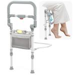 inkolelo Bed Rails for Elderly Adults Safety Foldable Bed Side Assist Rail for Seniors with Motion Sensor Light & Storage Pocket, Adjustable Height Bedrails for Queen King Full Size Bed, 400 Lbs