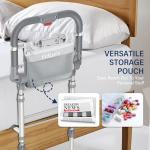 Foldable Bed Rails for Elderly Adults Safety - Heavy Duty Bed Rail for Seniors with Adjustable Height,Bed Side Rails with Motion Sensor Light and Storage Pocket,Fits King Queen Full Twin Beds,400LBS